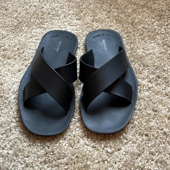 Matt & Nat Vegan Leather Black Sandals - Picture 5 of 7